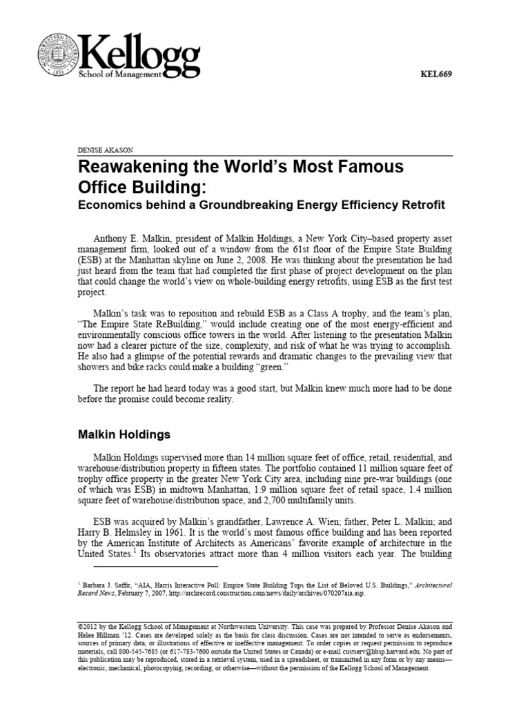 Greening the Empire State Building Project | PDF | Energy Conservation ...