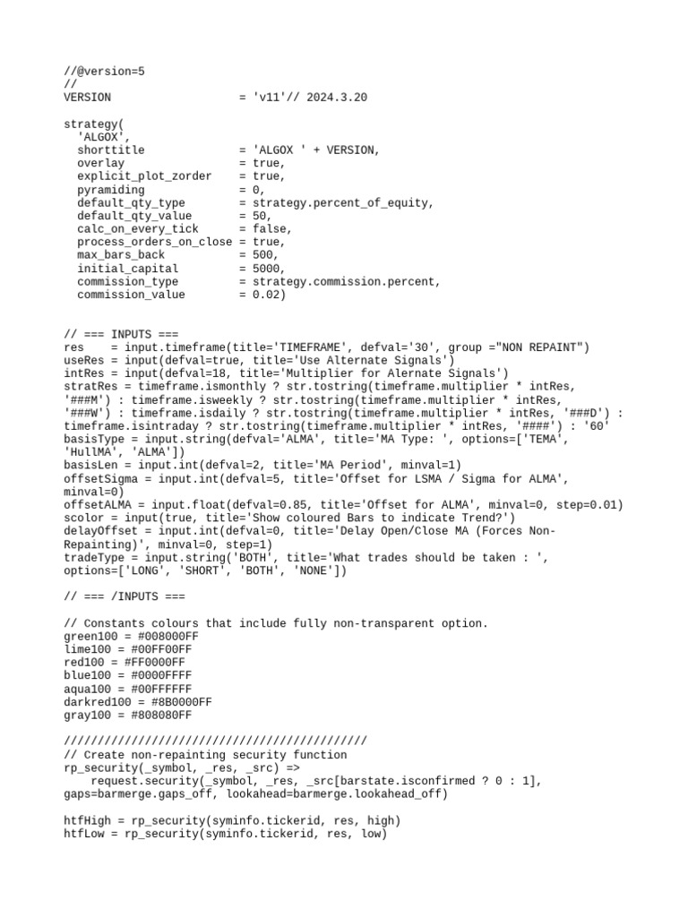 ALGOX v11: ADX Calculation in Pine Script | PDF
