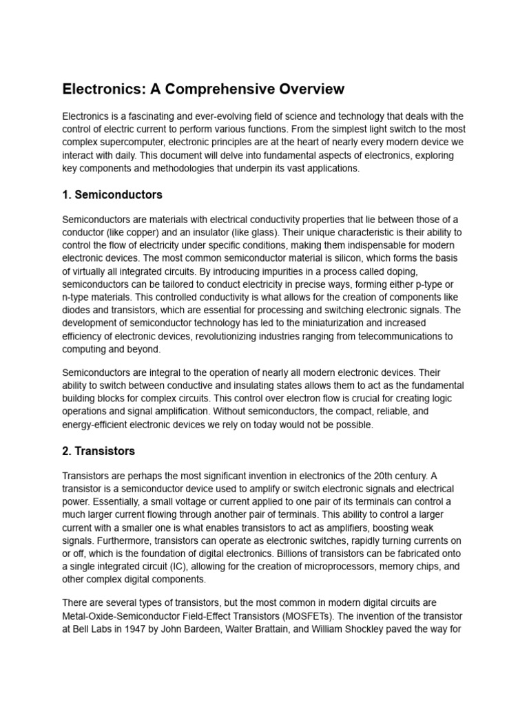 Electronics - A Comprehensive Overview | PDF | Electronics ...