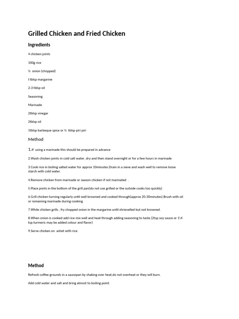 Grilled Chicken and Fried Rice | PDF