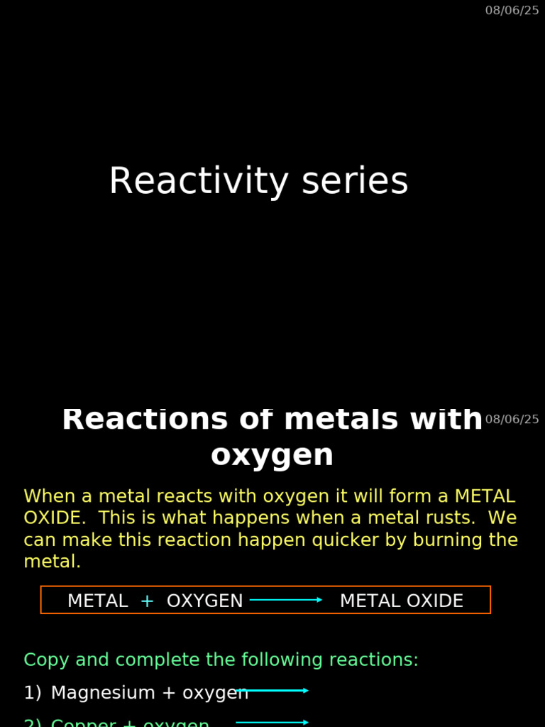 Manganese in the Reactivity Series | PDF | Magnesium | Metals