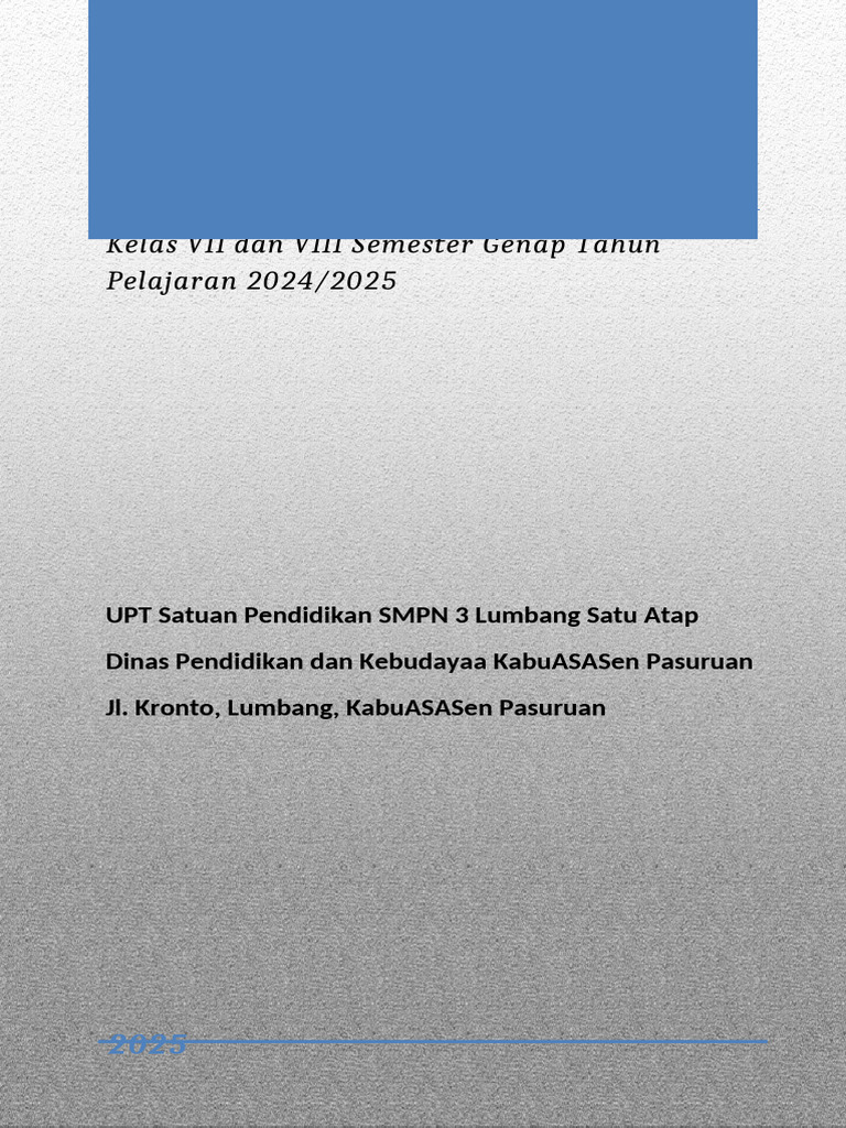 Program Kerja ASAS Kelas VII & VIII 2025 | PDF