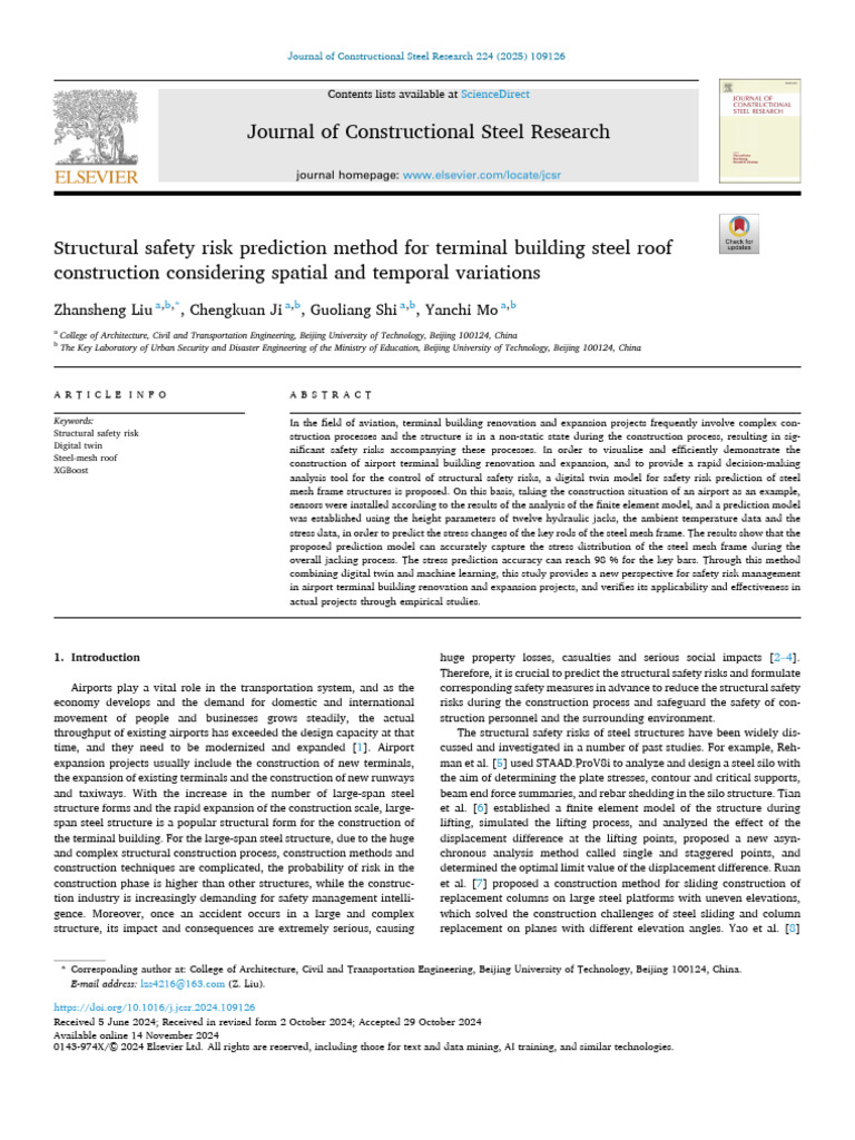 Steel Roof Safety Risk Prediction Method | PDF | Finite Element Method ...