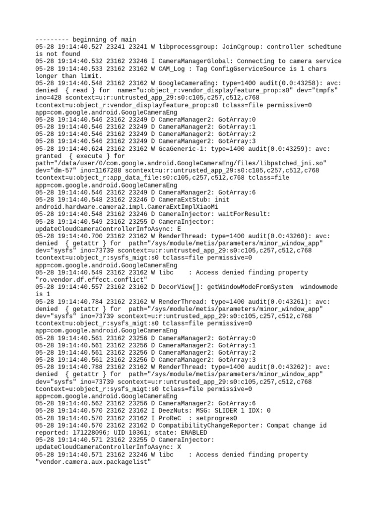 Camera Service Log Analysis | PDF | Operating System Families | System ...