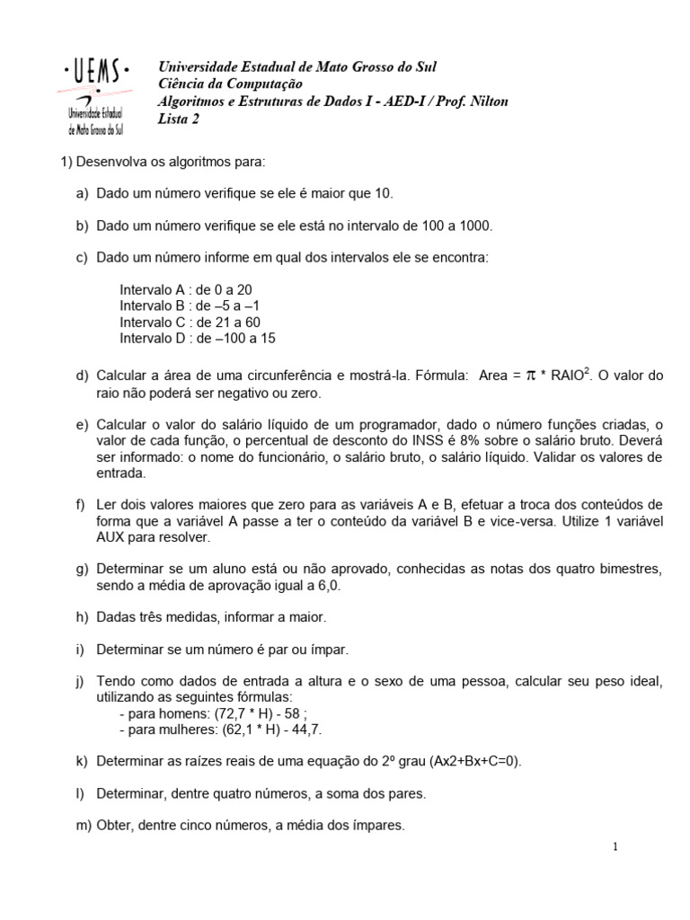 Algoritmos Básicos em Python - Lista 2 | PDF | Triângulo | Matemática