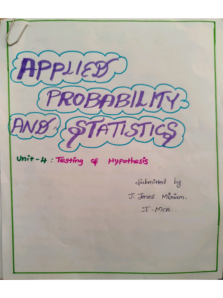 Unit 4 Testing of Hypothesis | PDF