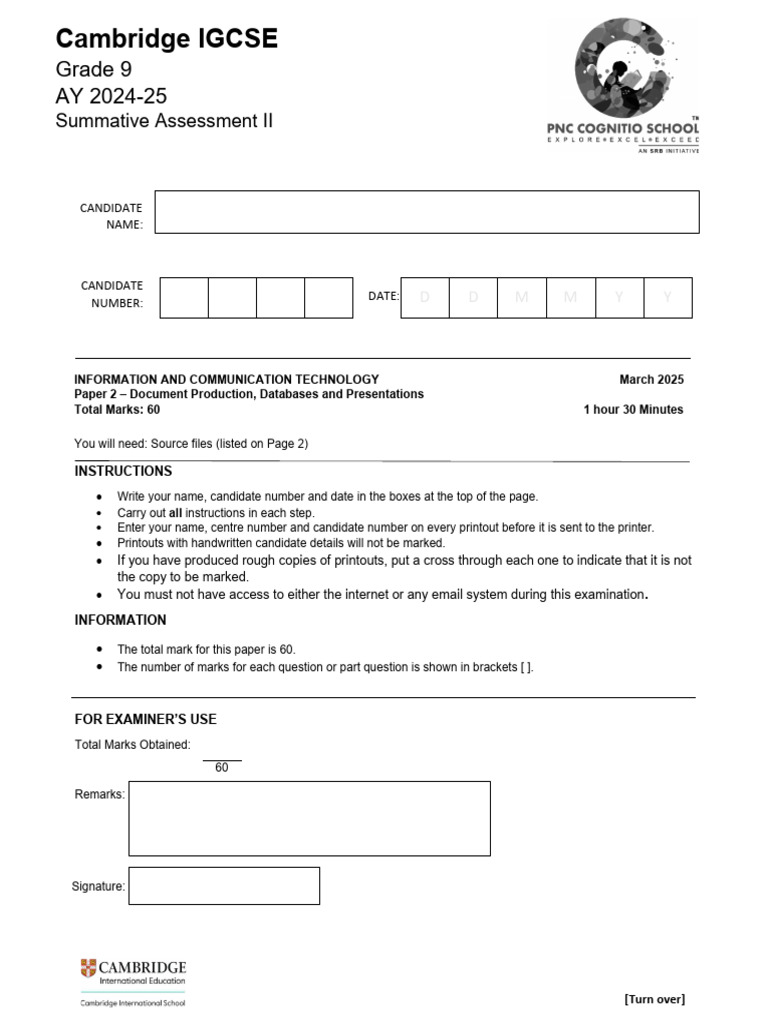 IGCSE ICT Paper 2 Exam Guide 2025 | PDF