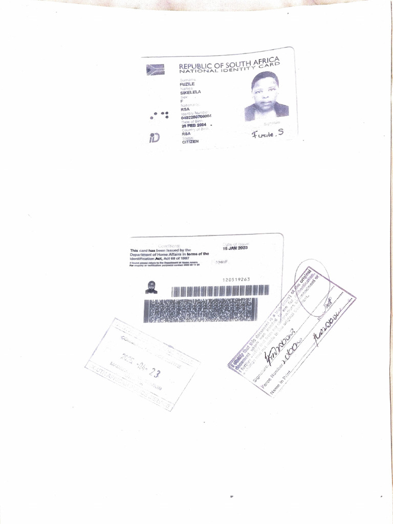 South African Identity Card Details | PDF