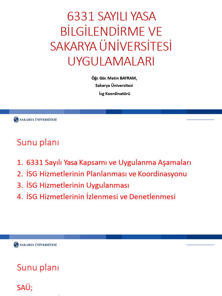 3.6331 Sayili Yasa Bilgilendirme Ve SAU Uygulamasi 1 | PDF