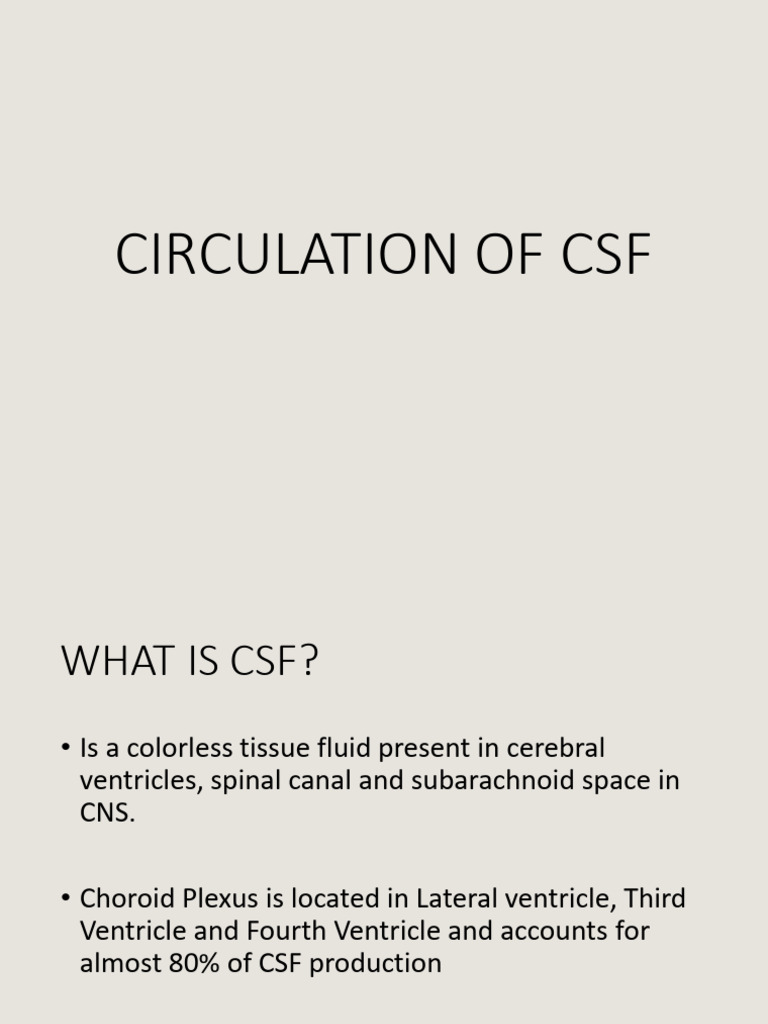 CSF Circulation and Analysis Overview | PDF