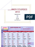 Jazz School UK Summer Course Timetable 2012