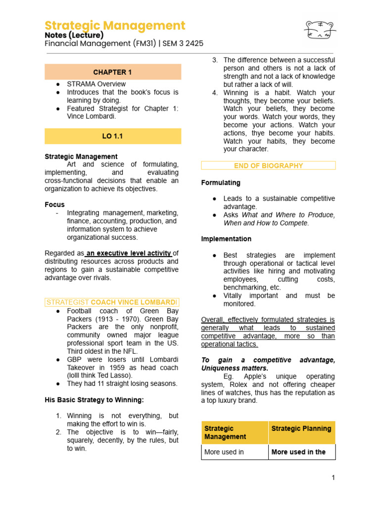 Strama Notes CHAPTER 1 | PDF | Strategic Management | Business