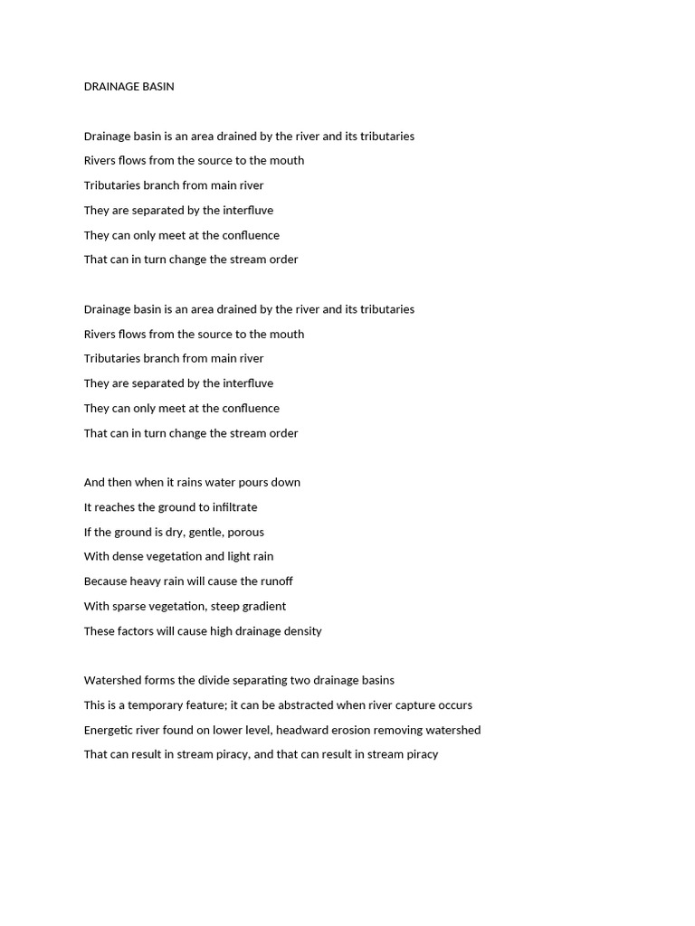 Drainage Basin Song Pdf