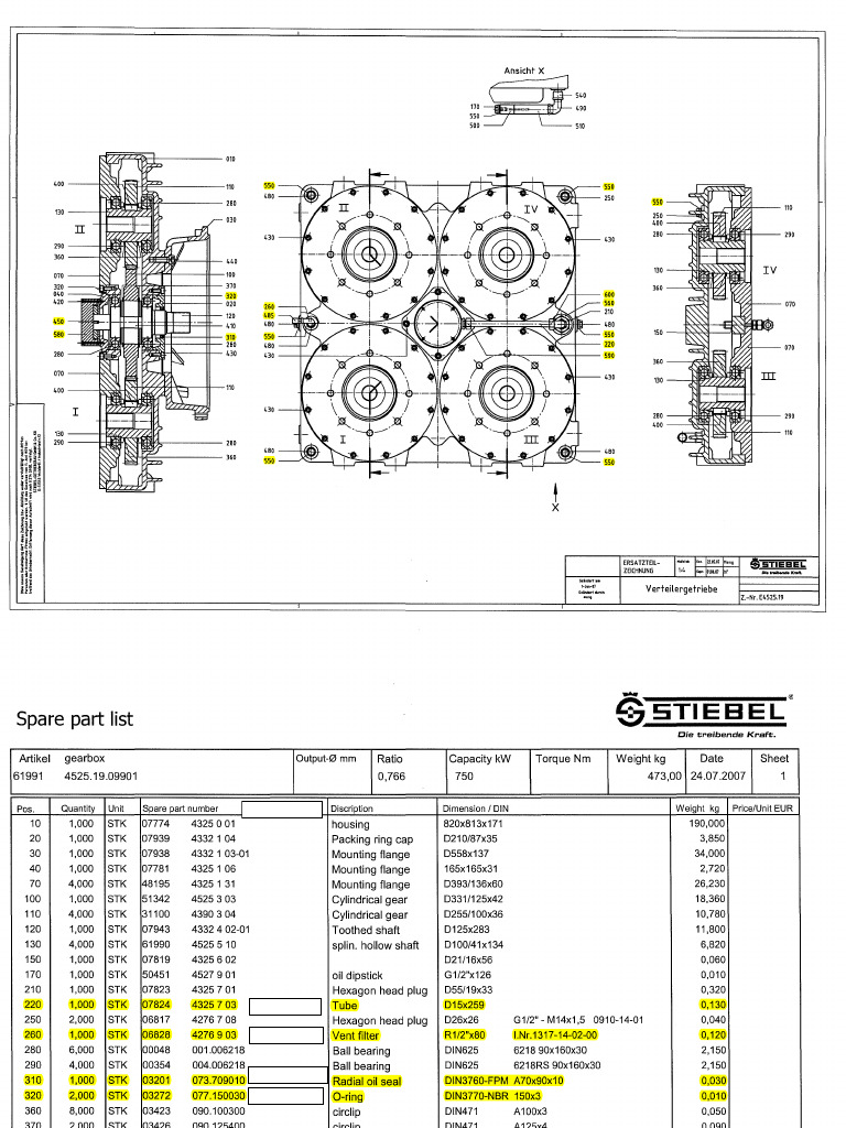 Stiebel Gearbox Spare Parts List | PDF | Mechanical Engineering