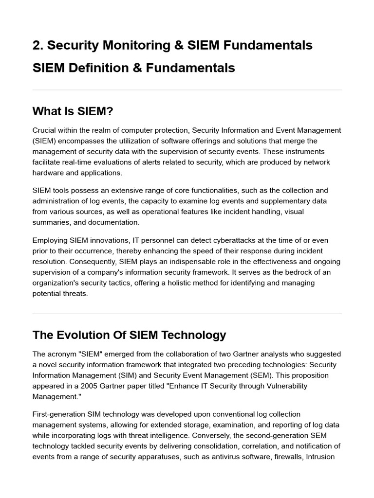 SIEM Fundamentals and Benefits | PDF | Computer Security | Security