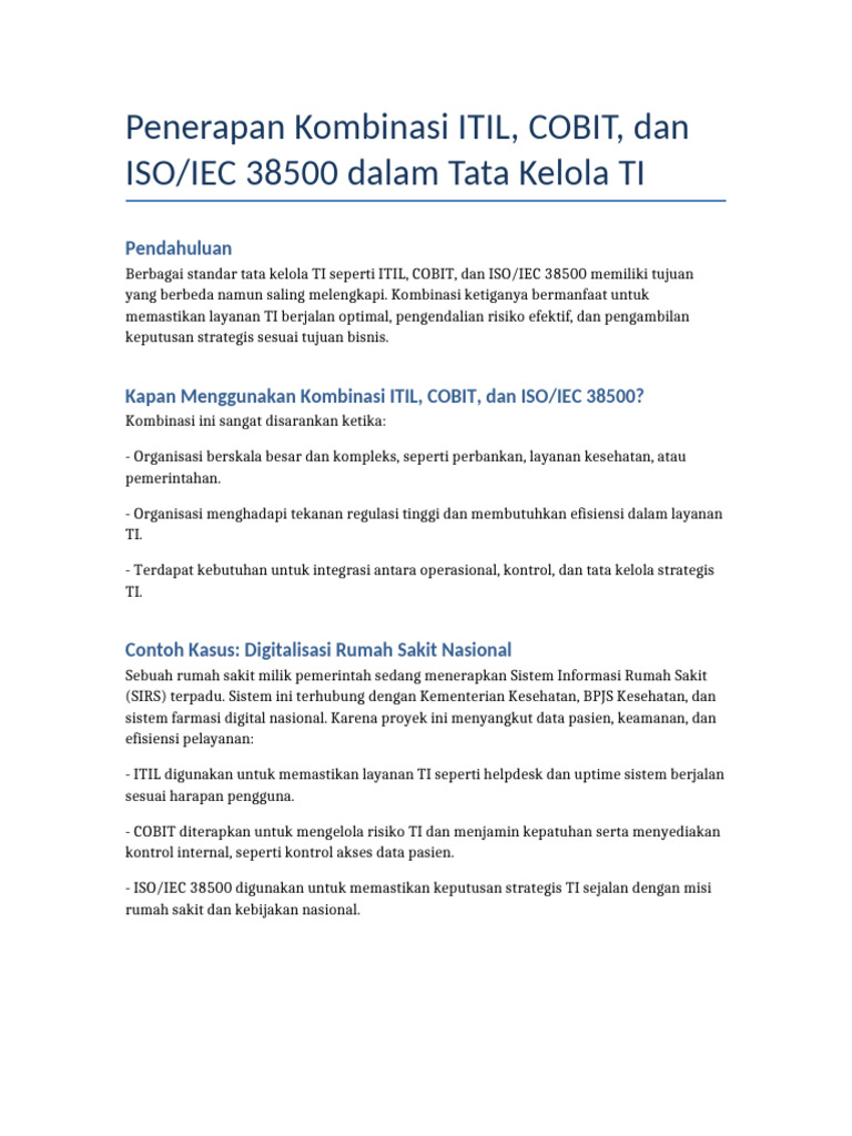 Penerapan Tata Kelola Ti Itil Cobit Iso38500 | PDF