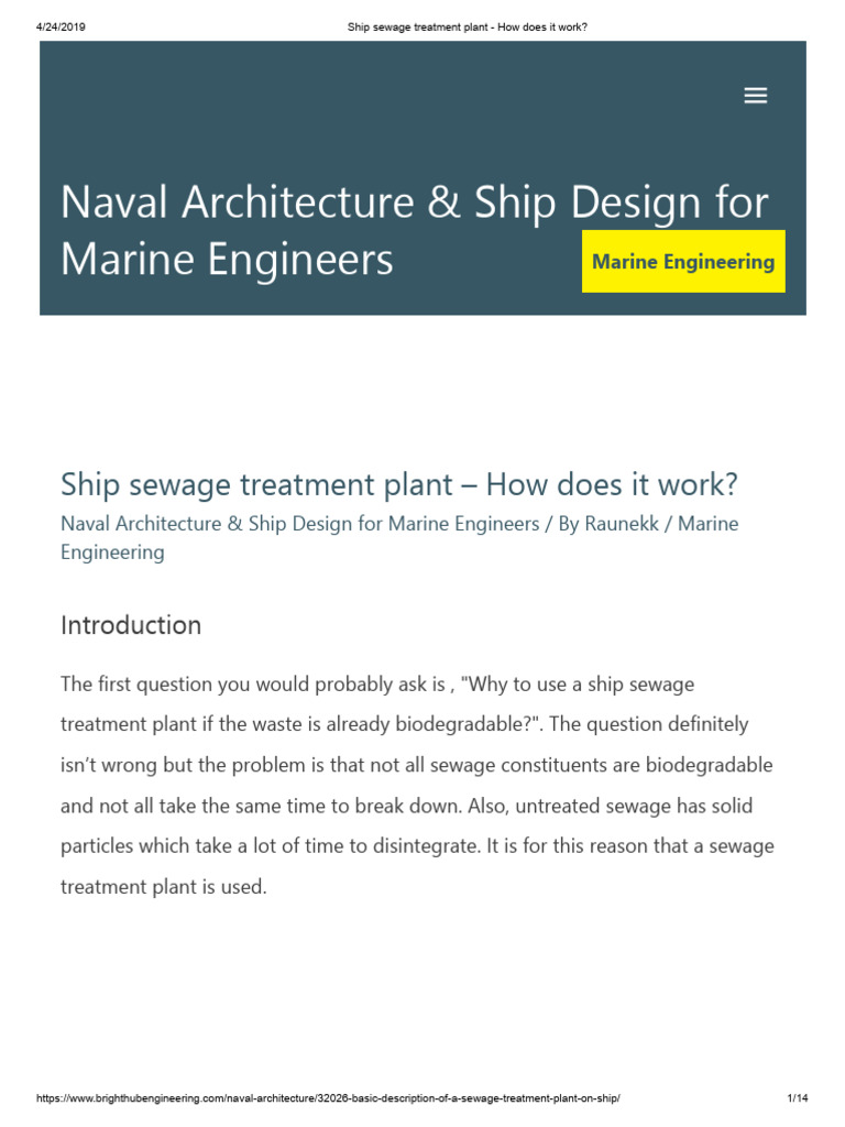 Ship Sewage Treatment Plant - How Does It Work | PDF | Sewage Treatment ...