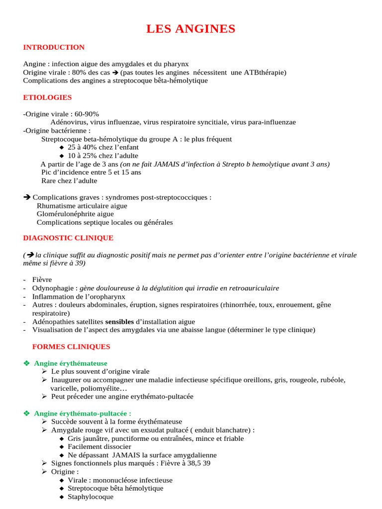 Angine et amygdalite contagieuse | PDF | Immunologie | Maladies et troubles