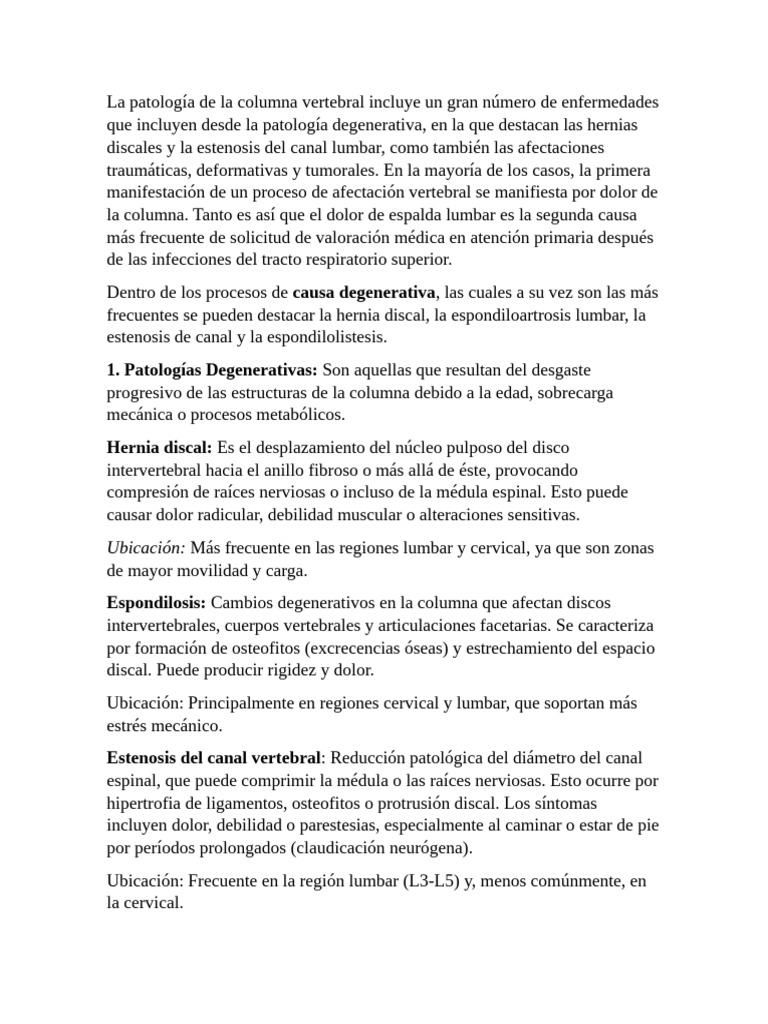 Patologías de la columna vertebral | PDF | La columna vertebral ...
