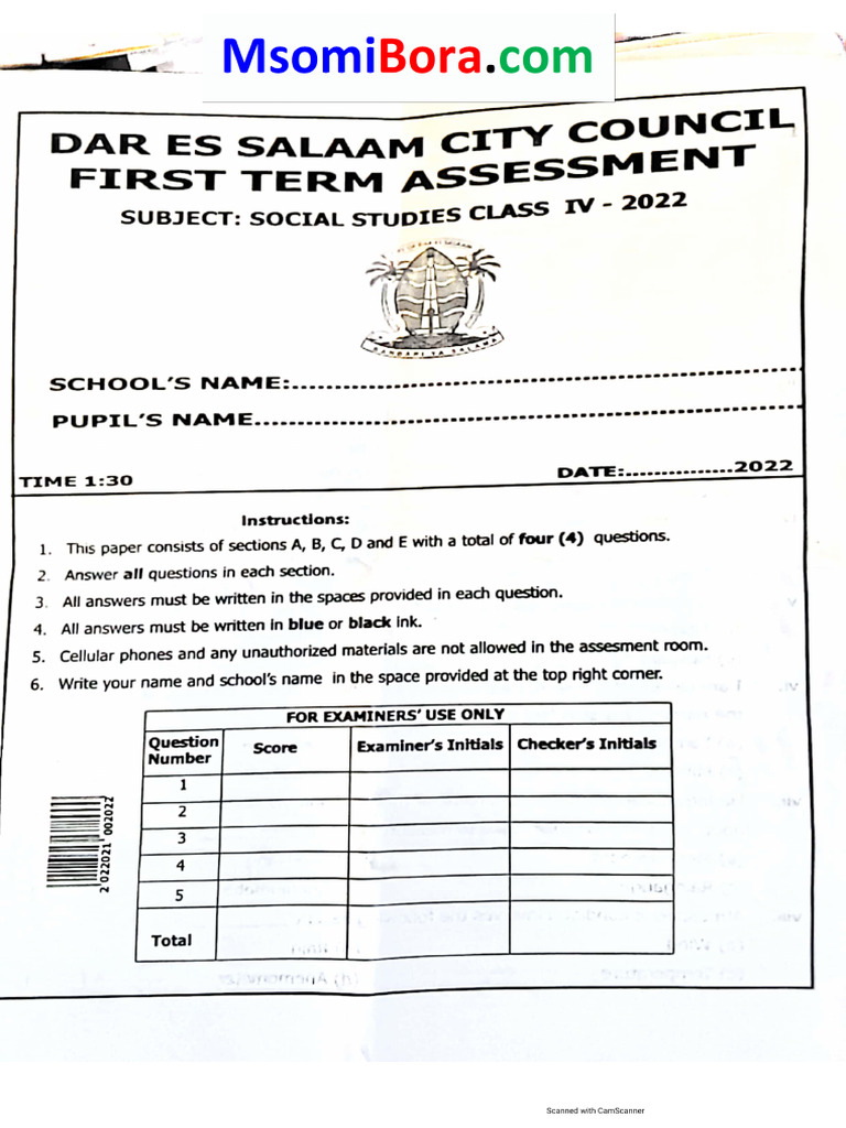 Dar - Assessment STD 4 2022 | PDF