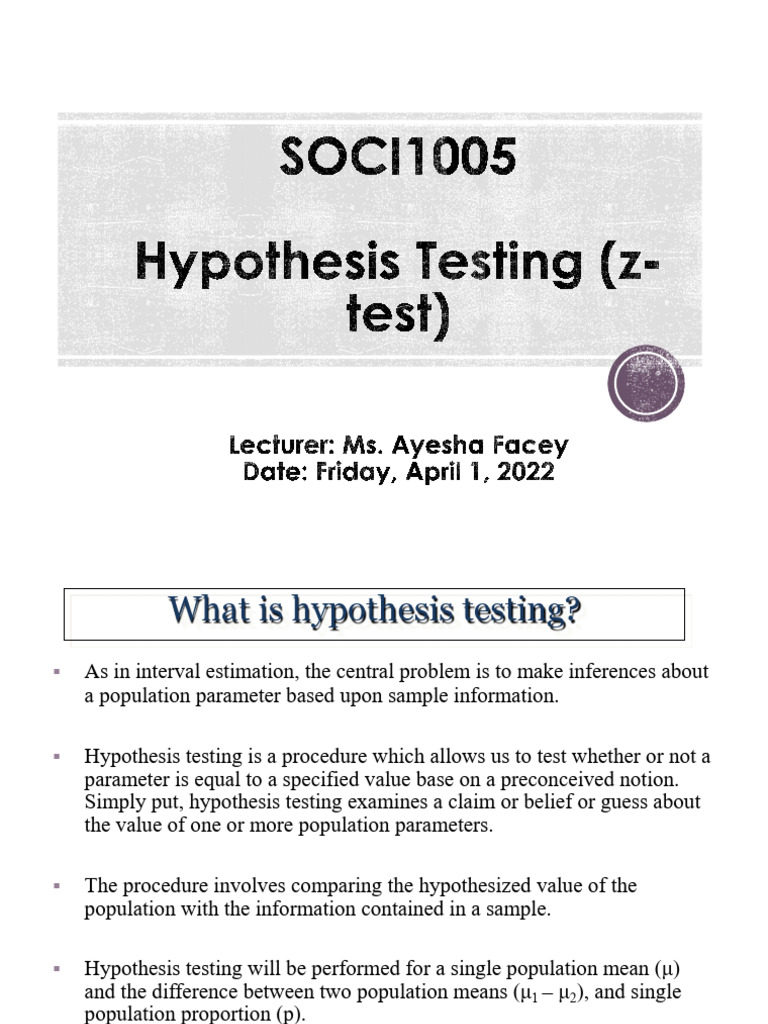 Hypothesis Testing Fundamentals | PDF | Hypothesis | Statistical ...