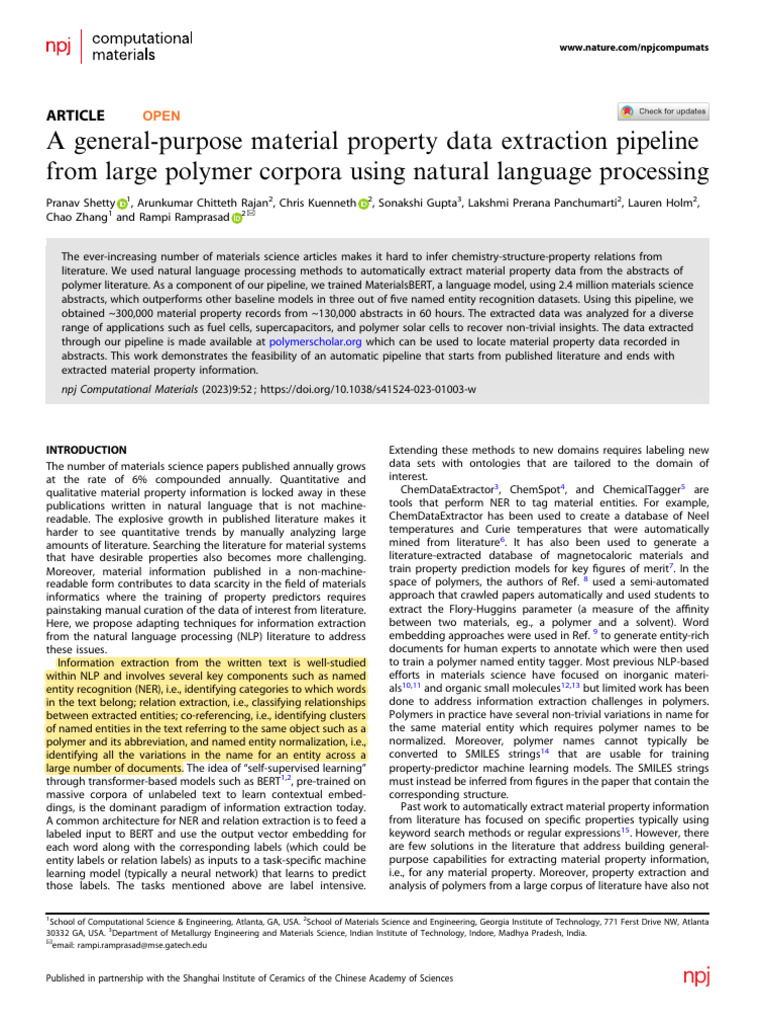 NLP Pipeline for Polymer Property Extraction | PDF | Polymers