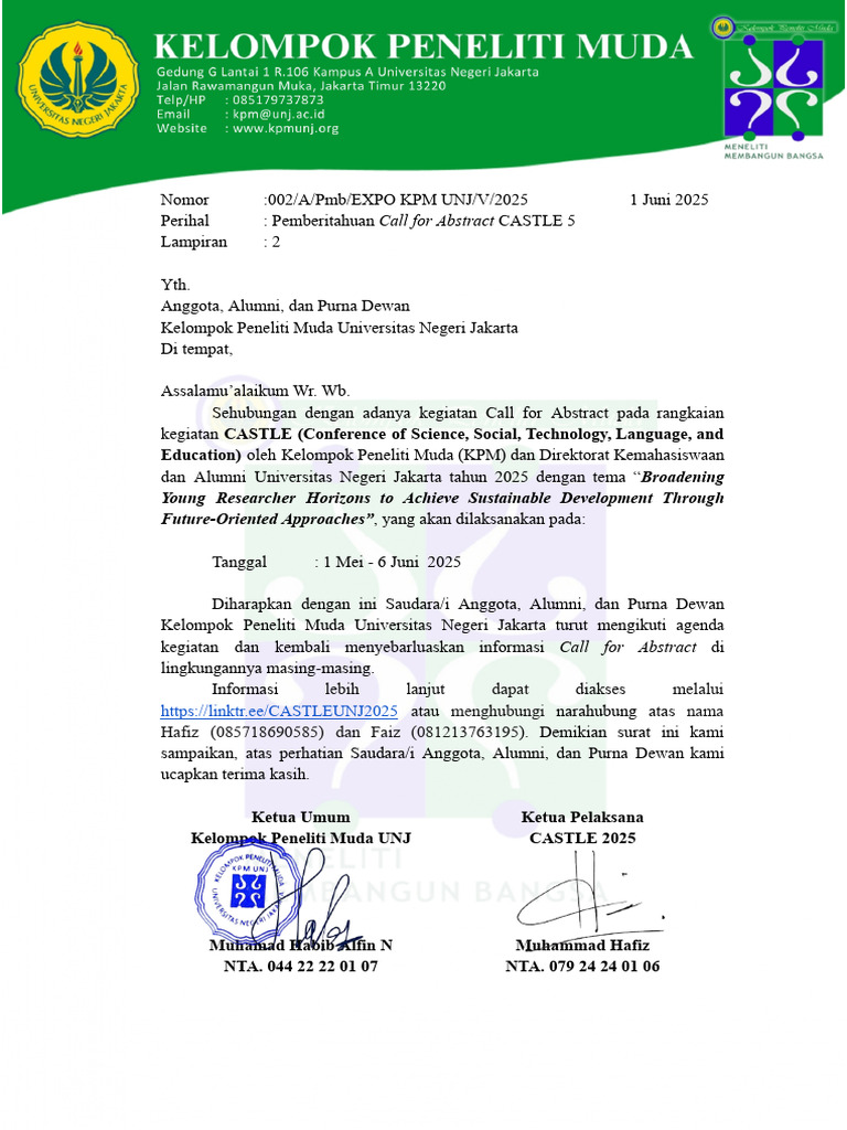 Call for Abstract CASTLE 2025 UNJ | PDF