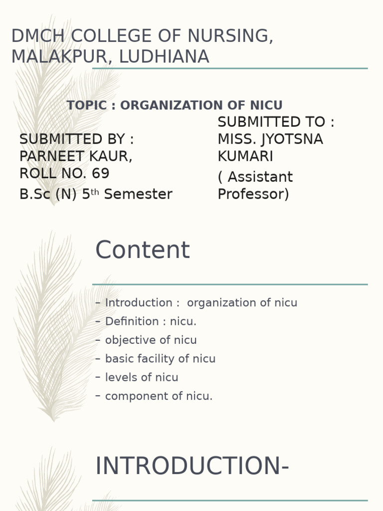 NICU Organization and Management Guide | PDF | Neonatal Intensive Care ...