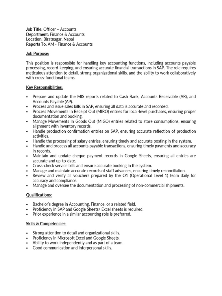 Accounts Officer & Assistant Roles in Nepal | PDF | Accounts Payable ...