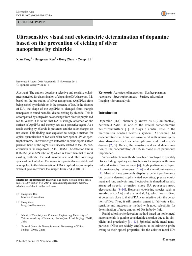 Ultrasensitive Visual and Colorimetric Determination | PDF | Surface ...