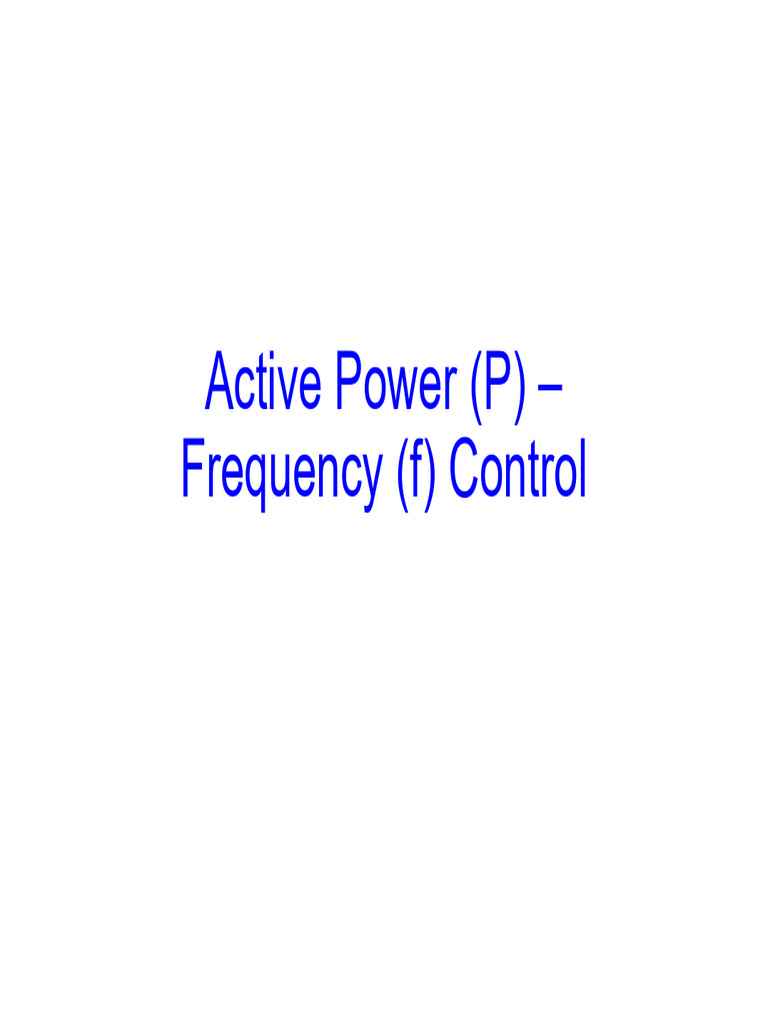 Active Power and Frequency Control Overview | PDF | Electric Generator ...