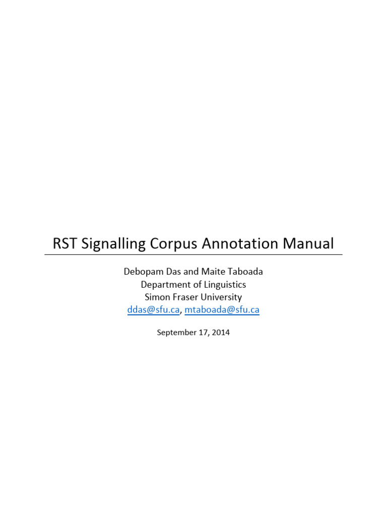 RST Signalling Corpus Annotation Manual | PDF | Syntax | Clause