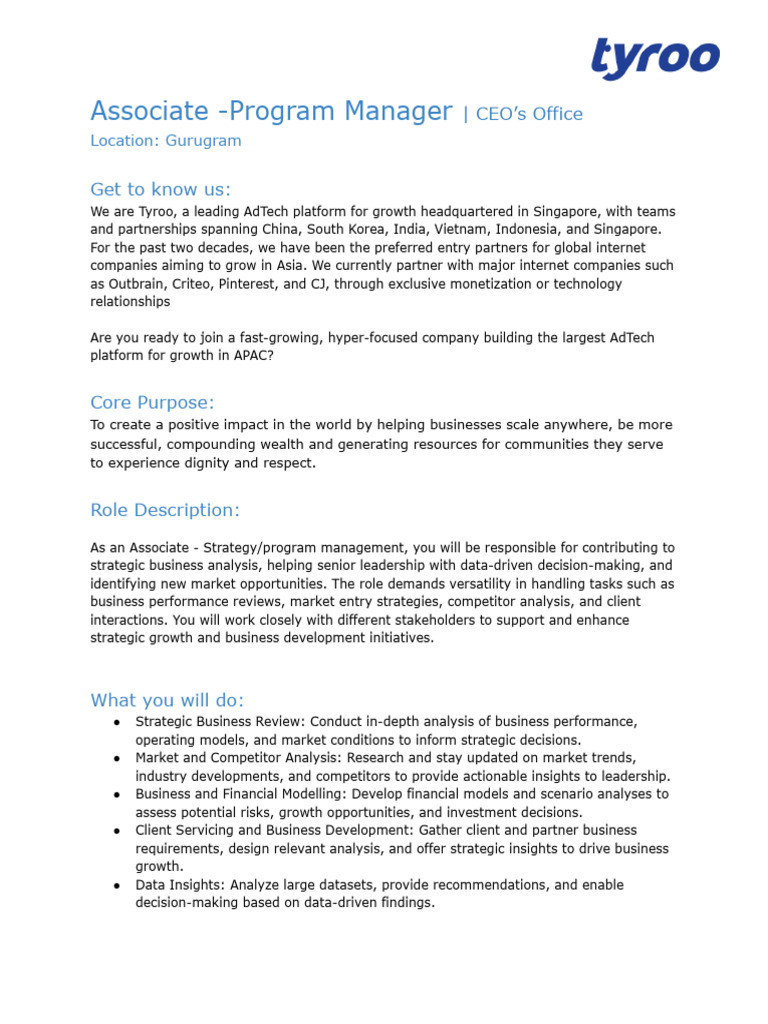 Associate Program Manager - CEO Office | PDF | Mindset | Strategic ...