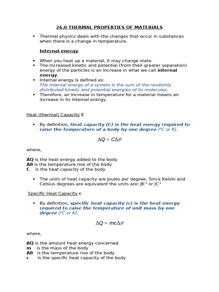 Thermal Properties of Materials Explained | PDF | Latent Heat | Heat