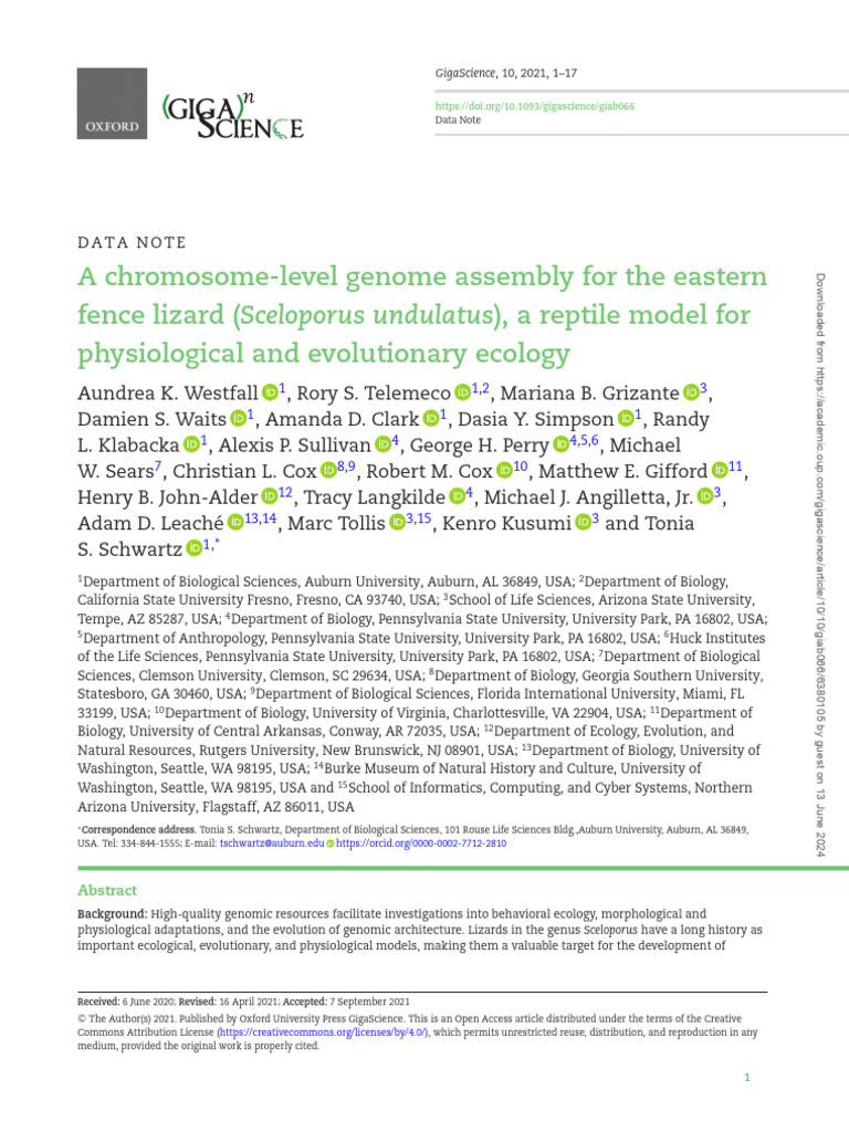 A Chromosome-Level Genome Assembly For The Eastern | PDF | Biology ...