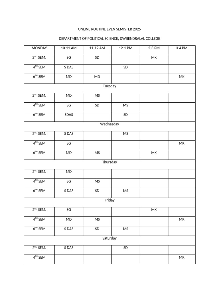 Political Science Online Routine 2025 | PDF