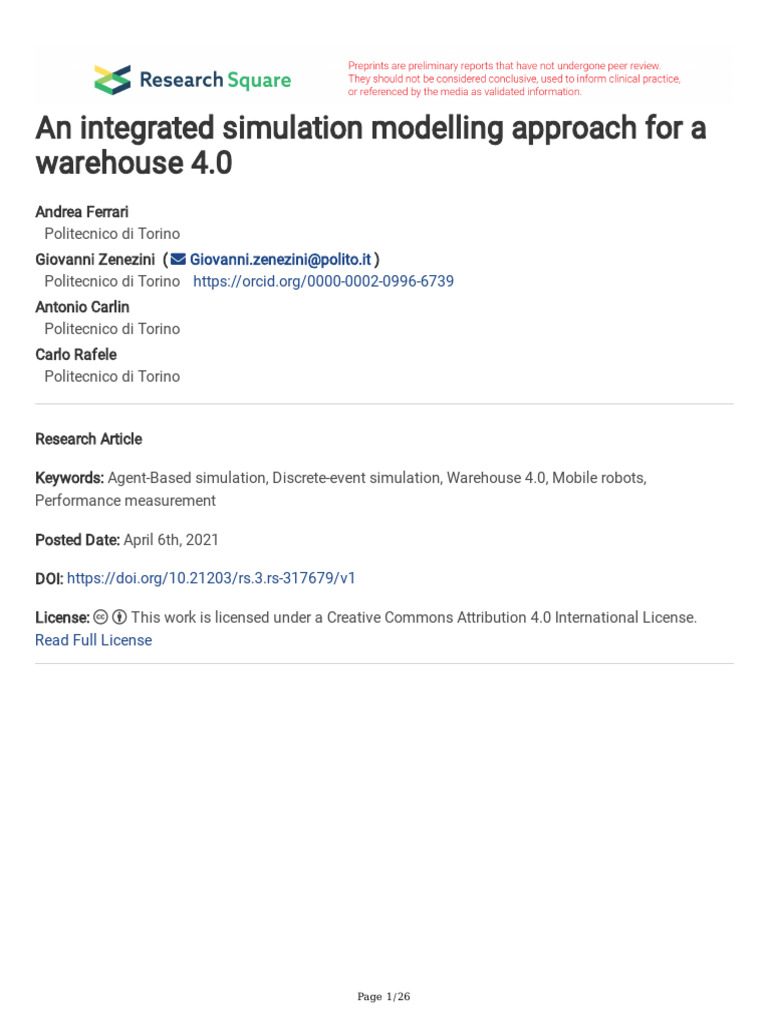 An Integrated Simulation Modelling Approach For A Warehouse 4.0 ...