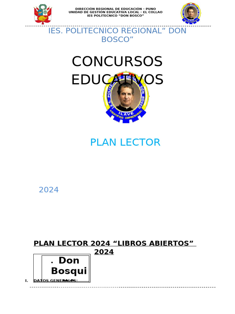 Plan Lector 2024 Culminada 2024 | PDF | Comprensión lectora | Plan de ...