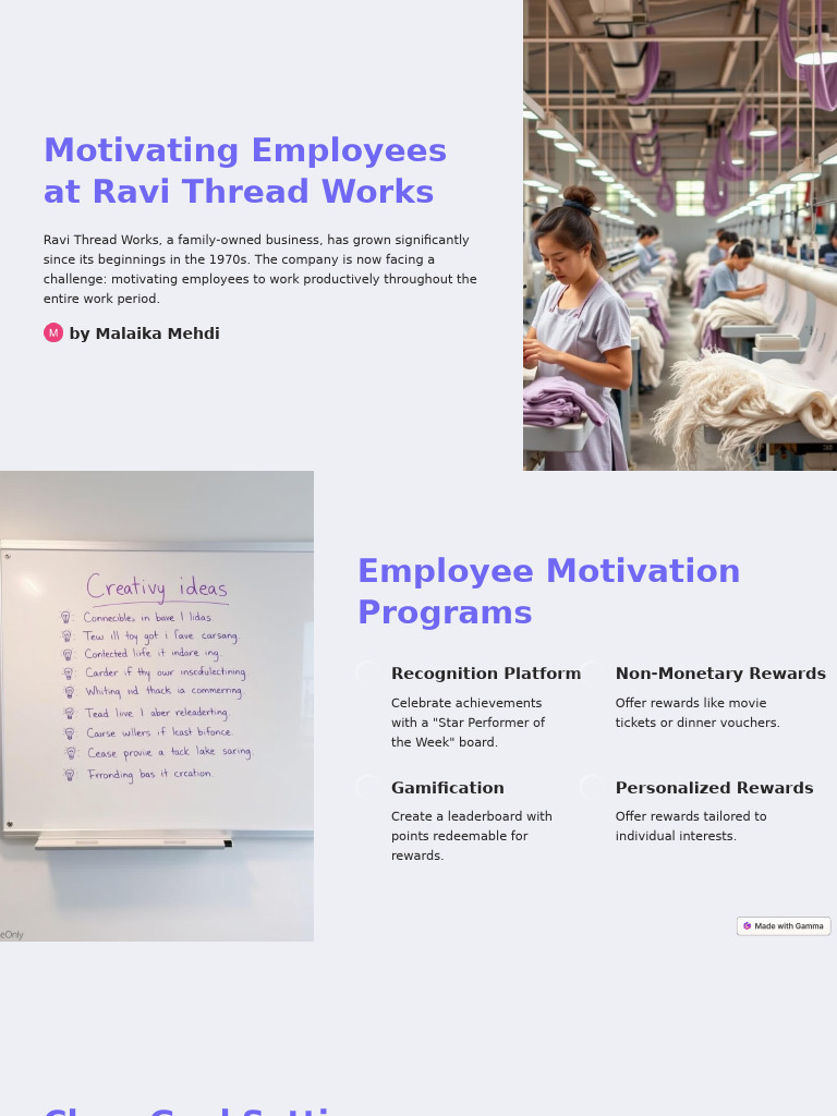 Motivating Employees at Ravi Thread Works | PDF | Incentive ...