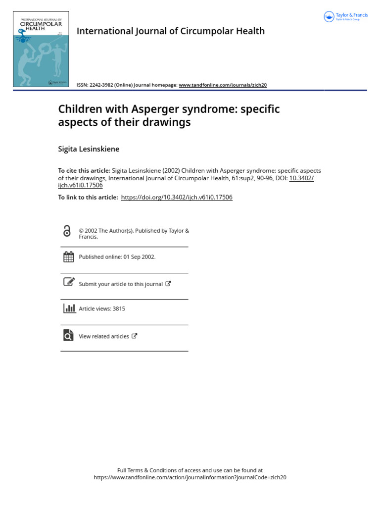 Children With Asperger Syndrome Specific Aspects of Their Drawings ...