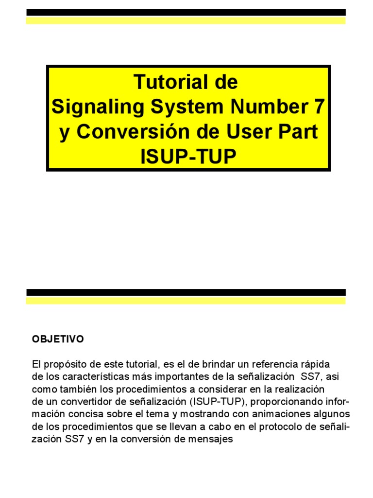 Tutorial sobre Protocolo SS7 y ISUP-TUP | PDF | Protocolos de red ...