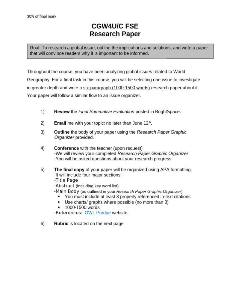 World Issues FSE Research Paper ELearning | PDF | Apa Style | Data