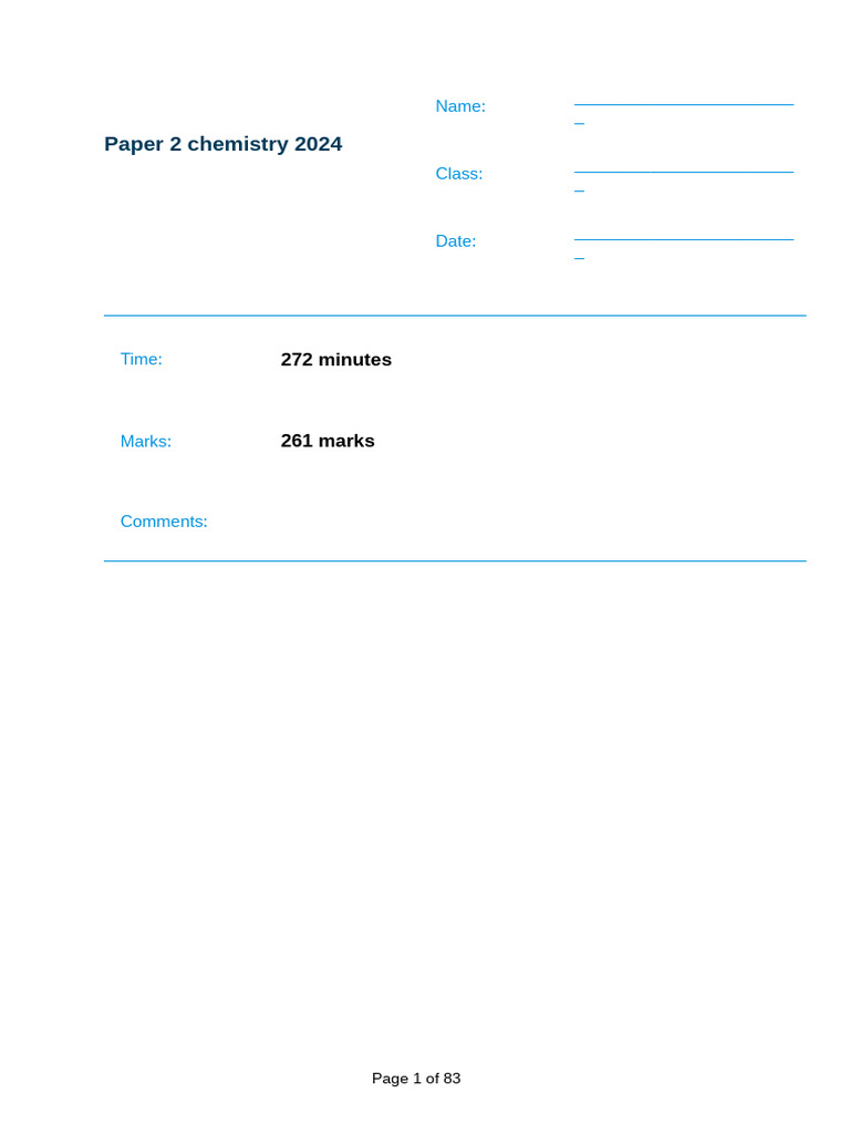 Chemistry Paper 2: Reaction Rates 2024 | PDF | Acid | Chemical Reactions