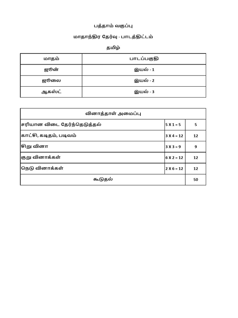 Tamil - Sylabus | PDF