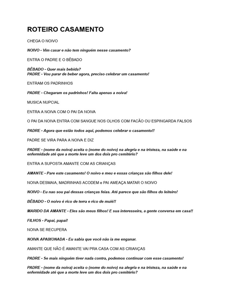 Roteiro Casamento Caipira | PDF