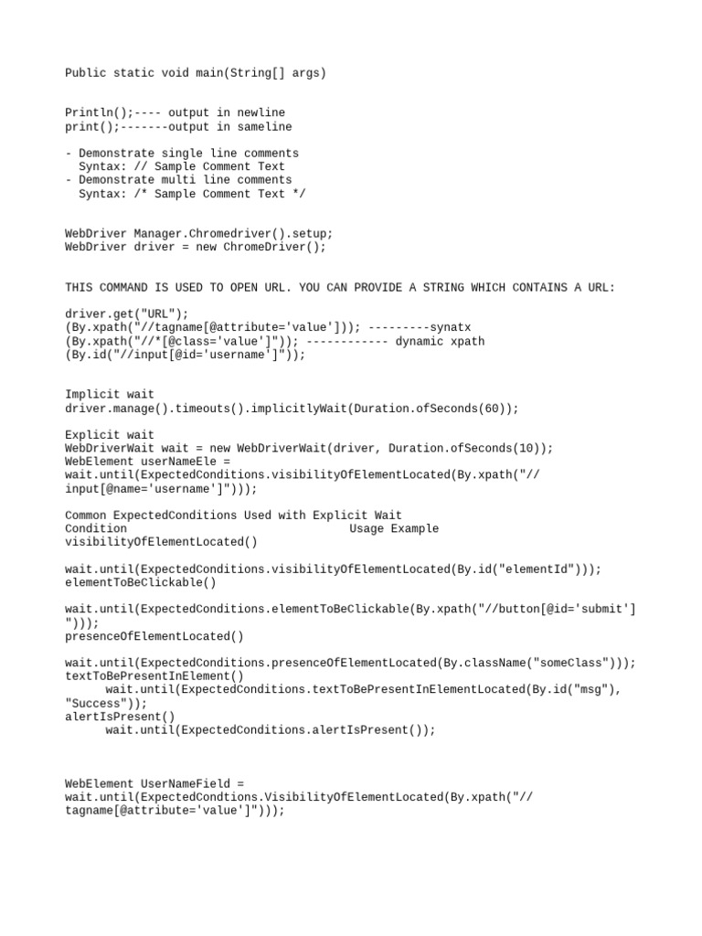Selenium Synatx | PDF