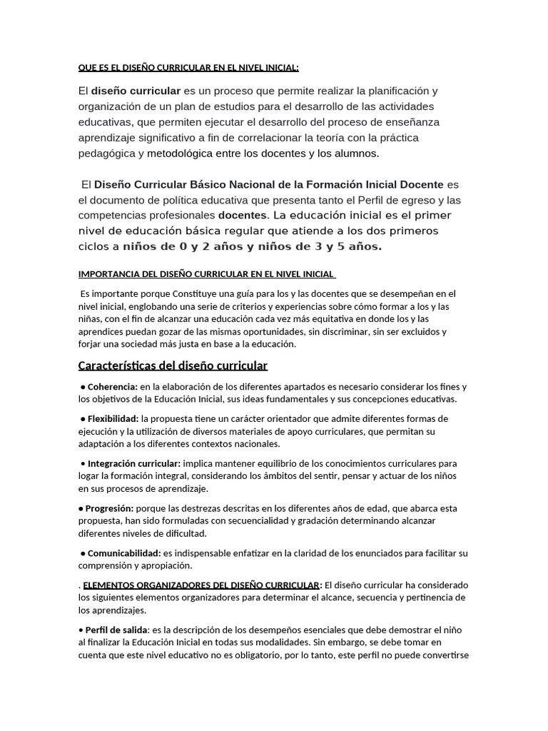 Diseño Curricular en Educación Inicial | PDF | Educación de la primera ...
