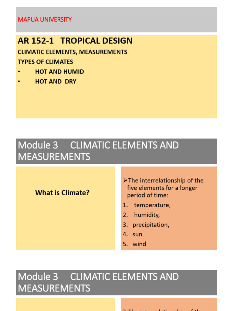 Overview of Climate Types and Elements | PDF | Humidity | Tropics