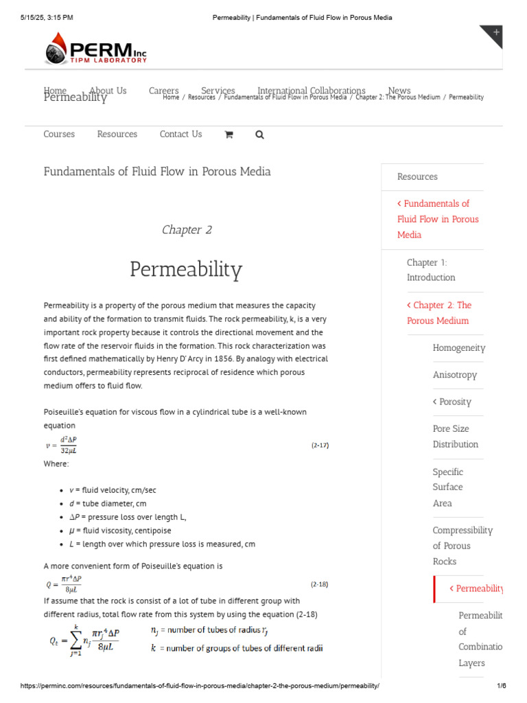 Permeability in Porous Media | PDF | Porosity | Fluid Dynamics