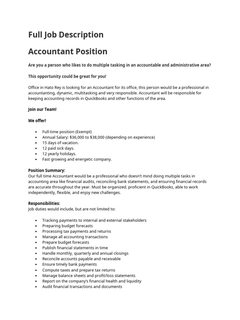 Accountant Position in Hato Rey Office | PDF